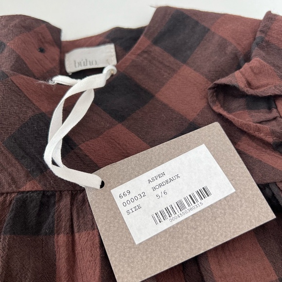 NWT Búho Ruffle Long Sleeve Checkered Blouse size 5/6 - Picture 8 of 8